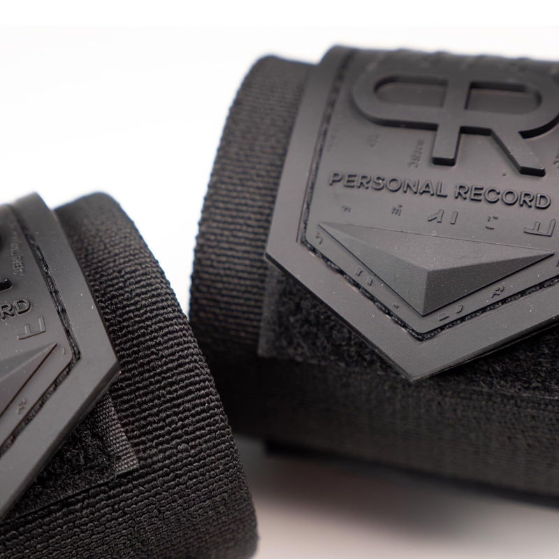 PR Personal Record Elbow Wraps for Weightlifting - Heavy Duty Construction, 25% More Elasticity, Reinforced Stitching, Extra Wide Fastener, Easy to Adjust, All Black - Image 3